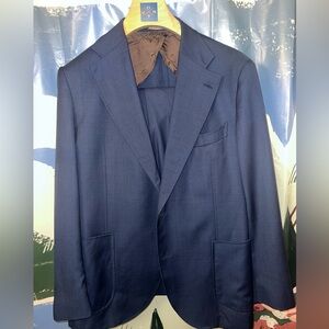 Suitsupply Mid Blue Wide Lapel Check Pattern Suit